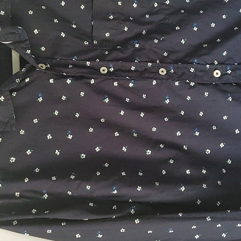 Aeropostale Women's Medium Navy Blue Button Down Patterned Long Sleeve Shirt - Picture 3 of 5